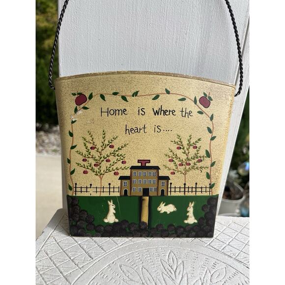 Tin Wall Pocket Country Decor Metal Bucket Home Is Where The Heart Is Mail Slot - Picture 10 of 10